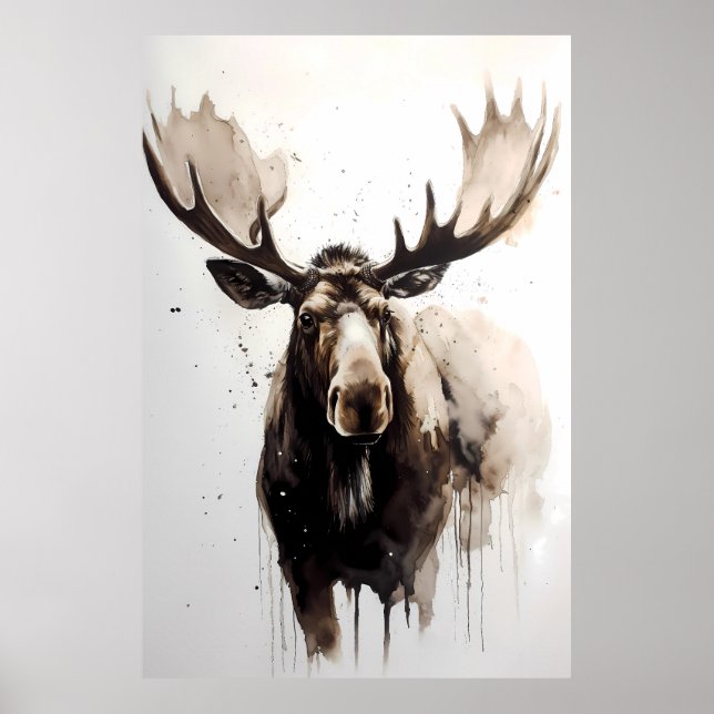 Moose Ink Painting Poster (Front)