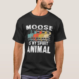 Moose Is My Spririt Animal Vintage American Flag 4 T-Shirt
