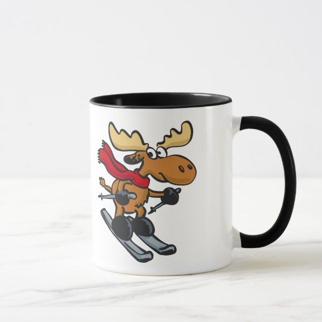 Moose is skating at winter | choose back color mug (Right)