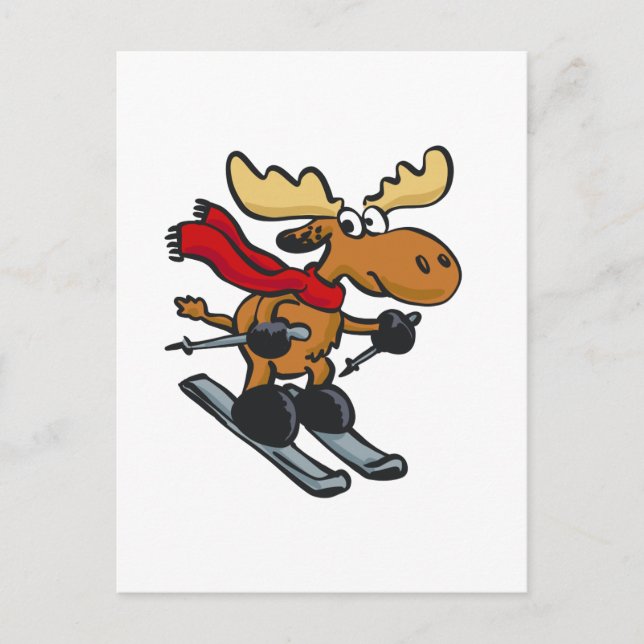 Moose is skating at winter | choose back color postcard (Front)