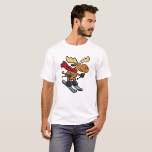 Moose is skating at winter   choose back color T-Shirt