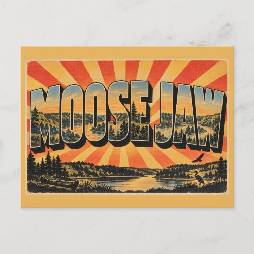 Moose Jaw SK River Valley Parkland Art Postcard