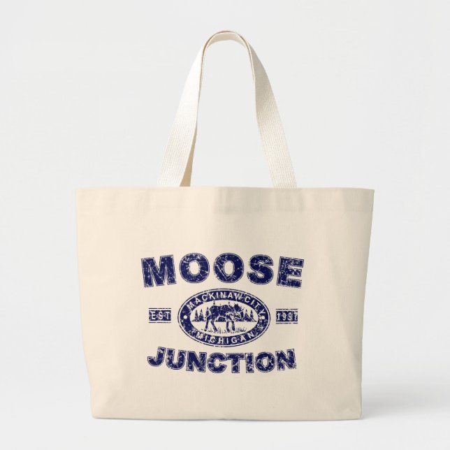 Moose-Junction-Distressed-[ Large Tote Bag (Front)