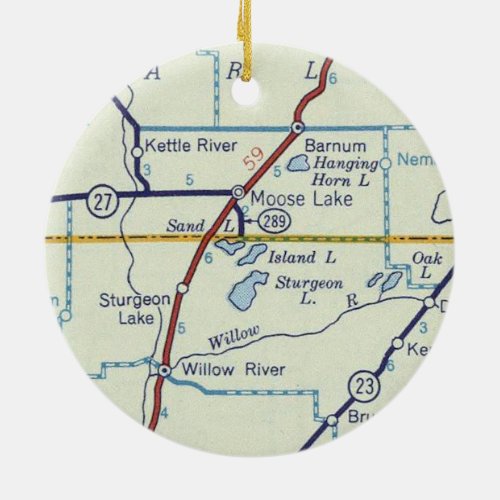 Moose Lake MN Old Map Ceramic Ornament