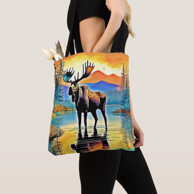 Moose Lake Sunset Majesty Tote Bag (Close Up)