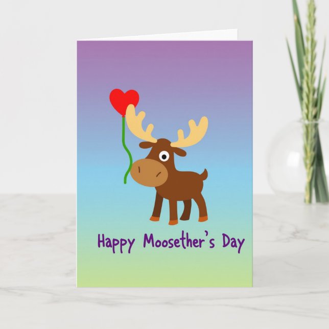 Moose Love Mothers Day Illustration Card (Front)