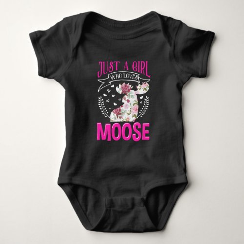 Moose lover Girl Cute Flower Animal Baby Bodysuit