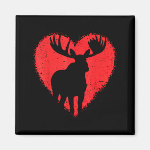Moose Lover Valentines Day Cute Red Heart Wild Ani Magnet