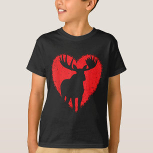 Moose Lover Valentines Day Cute Red Heart Wild Ani T-Shirt