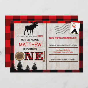 Moose Lumberjack Birthday Invitation Postcard