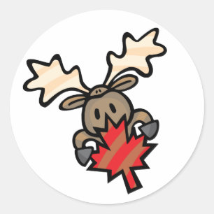 Moose & Maple Leaf Classic Round Sticker