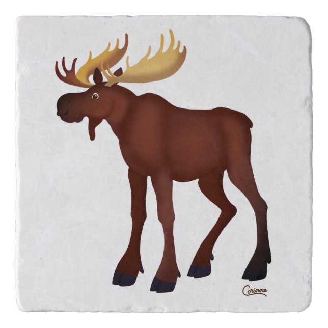 Moose - Marble Trivet (Front)