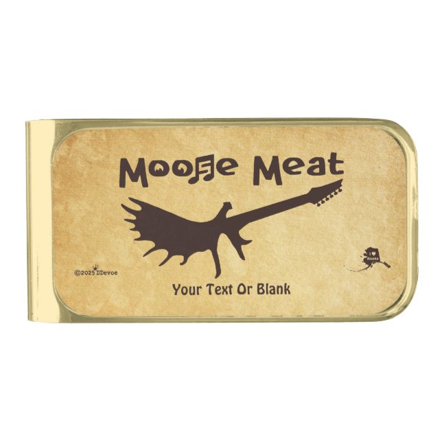 Moose Meat Rock Band Gold Finish Money Clip (Front)