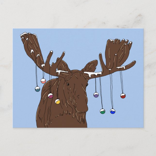 Moose Merry Christmas Postcard (Front)