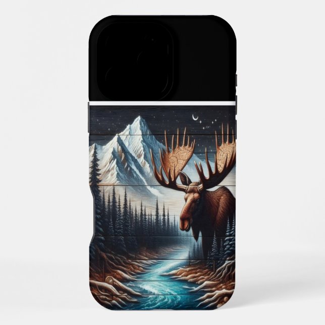 Moose & Mountain Night Iphone Case (Back)