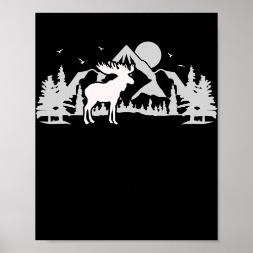 Moose Nature Alaska Hiking Fishing Camping Poster
