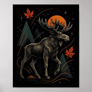 Moose Nature Wilderness Autumn Adventure Forest Poster