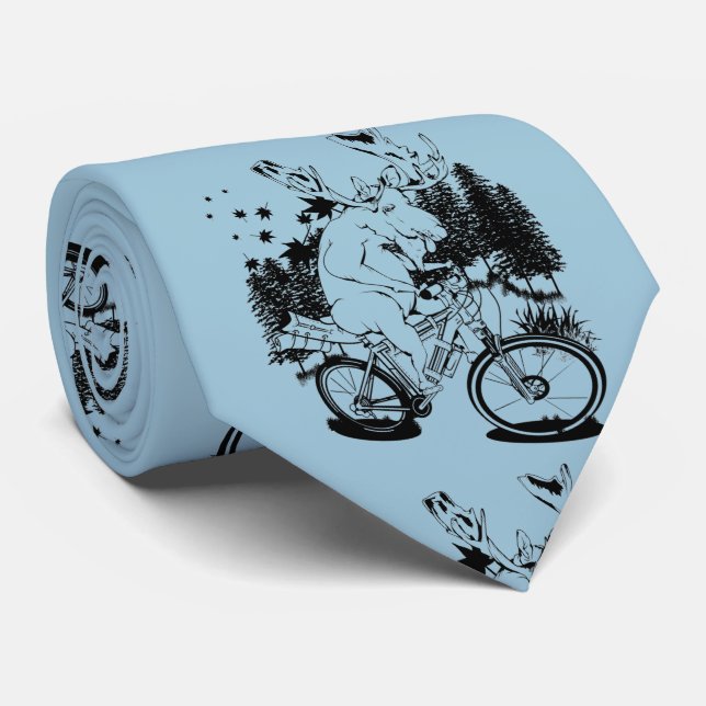 Moose on a bikepacking bike neck tie (Rolled)