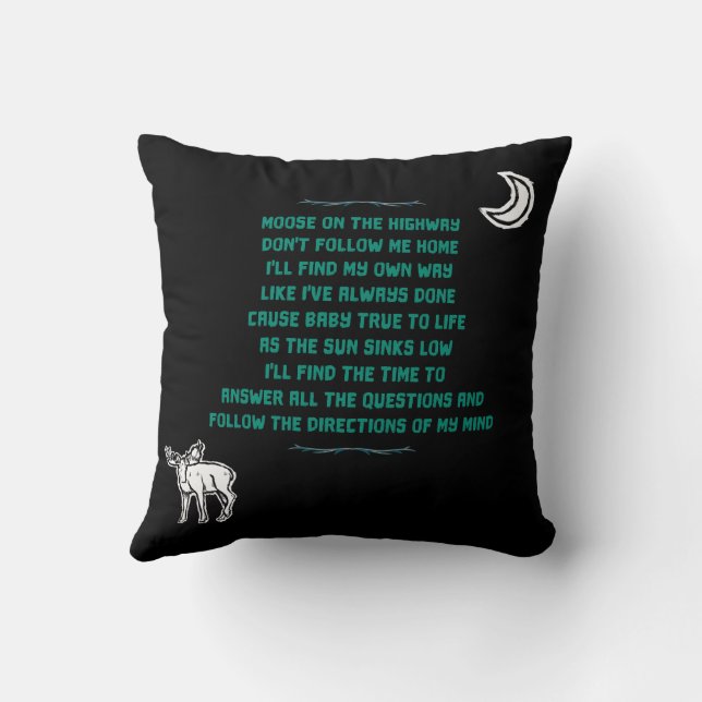 Moose on a Highway Lyrics Pillow (Back)