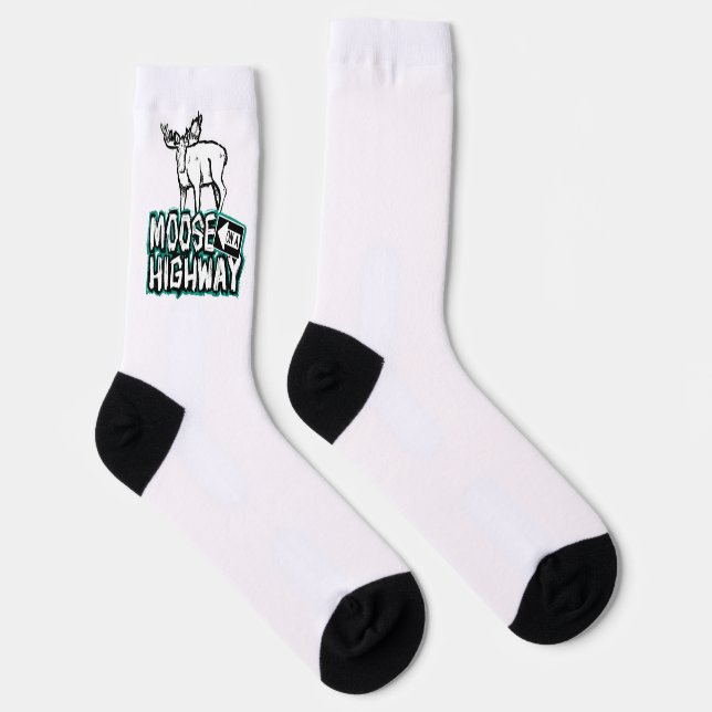 Moose on a Highway Socks (Right)