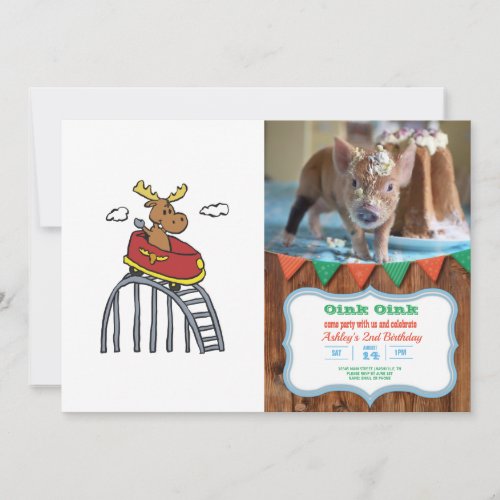 Moose on Roller Coaster  choose background color Invitation