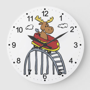 Moose on Roller Coaster   choose background color Large Clock