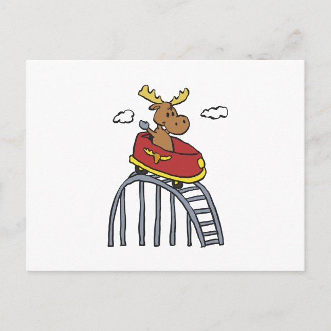 Moose on Roller Coaster | choose background color Postcard (Front)