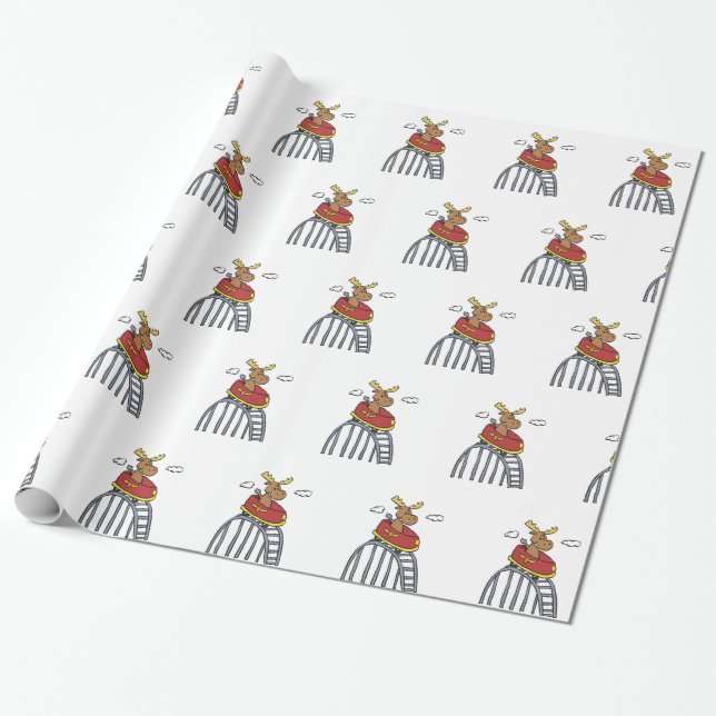 Moose on Roller Coaster | choose background color Wrapping Paper (Unrolled)