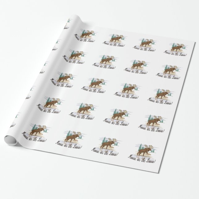 Moose on the Loose! Wrapping Paper (Unrolled)