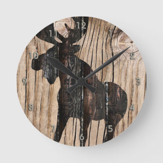Moose on Wood Clock Natural