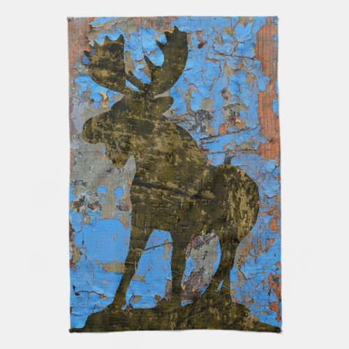 Moose on Wood Design Kitchen Towells _ Cabin Kitchen Towel