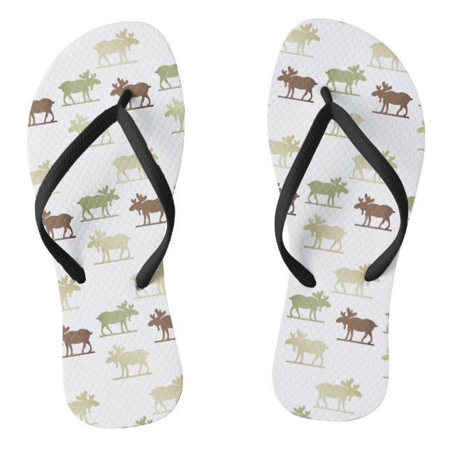 Moose Pattern Flip Flops (Footbed)