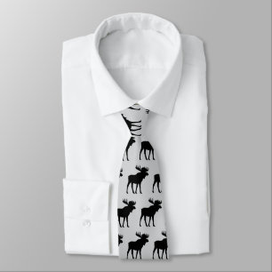 Moose Pattern Silhouette Rustic Neck Tie