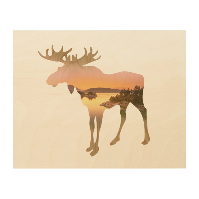 Moose Photography Collage on Wood Wood Wall Decor (Front)