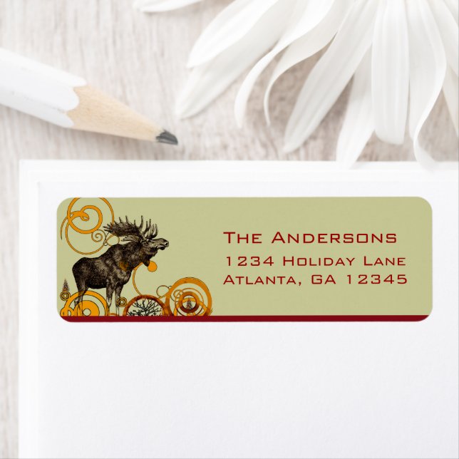 Moose Pine Tree Return Address Label (Insitu)