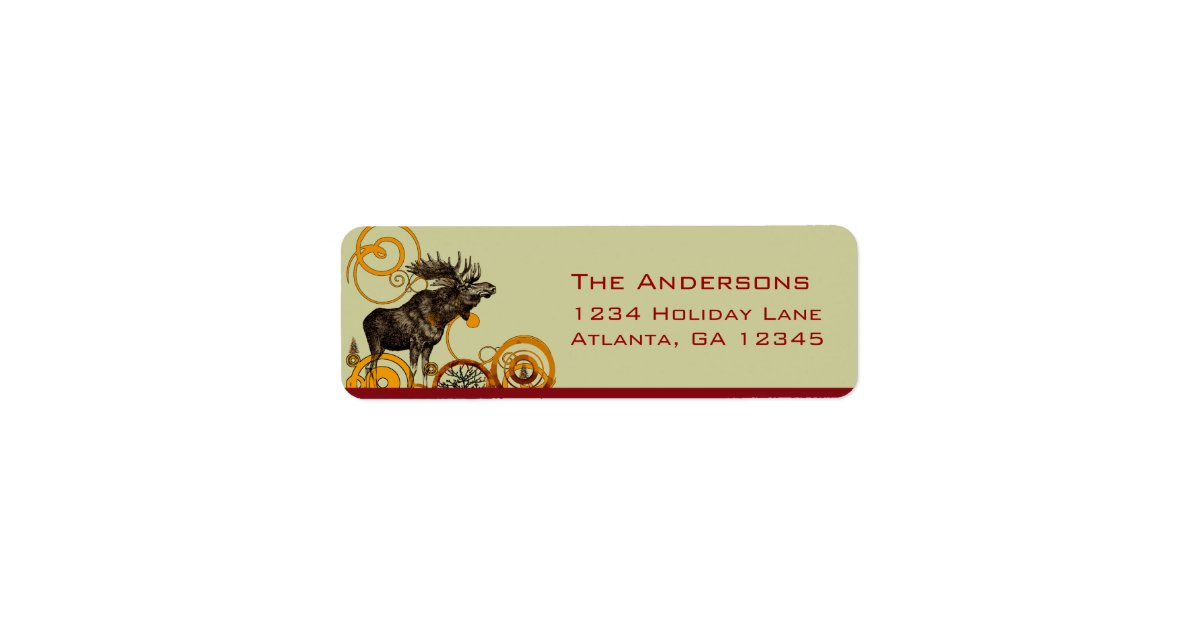 Moose Pine Tree Return Address Label | Zazzle.com