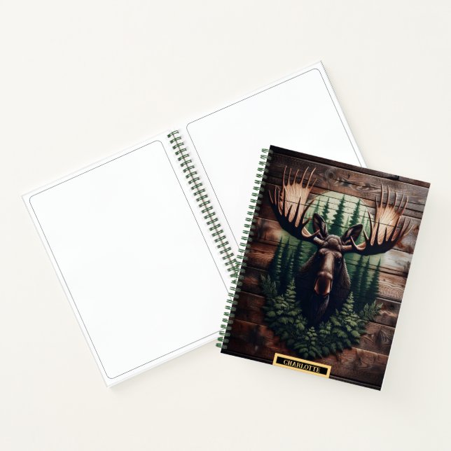 Moose portrait in a dusky forest notebook (Inside)