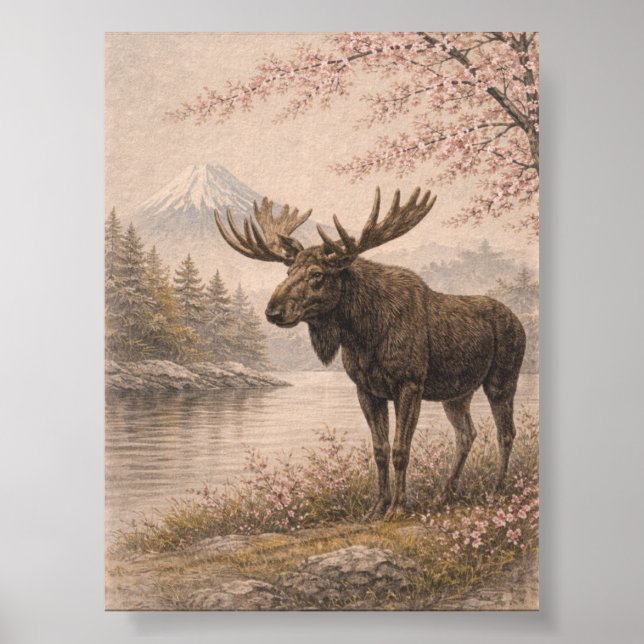 Moose poster, Canadian Wildlife Art, Forest Anim Poster (Front)