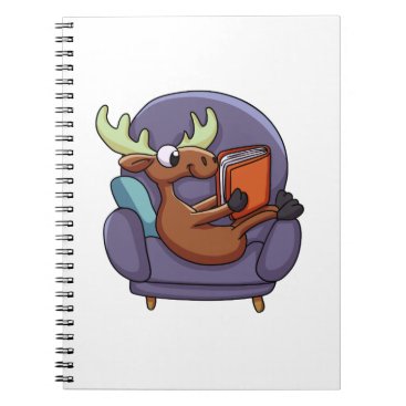 Moose reading a book on a sofa | choose back color