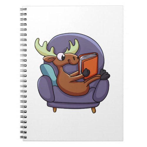 Moose reading a book on a sofa  choose back color