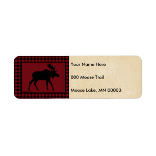 Moose Red Black Check Tan Label