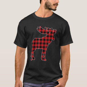 Moose Red Buffalo Plaid Christmas Matching Pajama T-Shirt