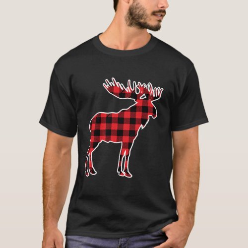 Moose Red Buffalo Plaid Matching Pajama Family Gif T_Shirt