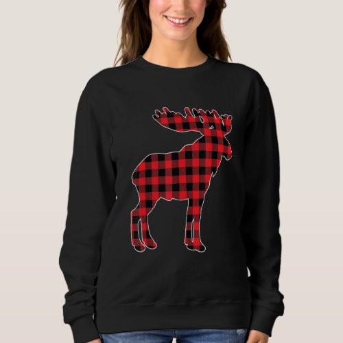 Moose Red Buffalo Plaid Matching Pajama Family Sweatshirt