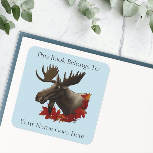 Moose Red Maple Leaves Bookplate (Creator Uploaded)
