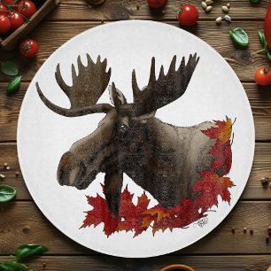 Moose Red Maple Leaves Cutting Board