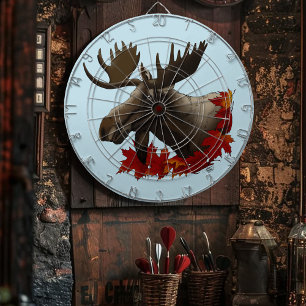 Moose Red Maple Leaves Dart Board