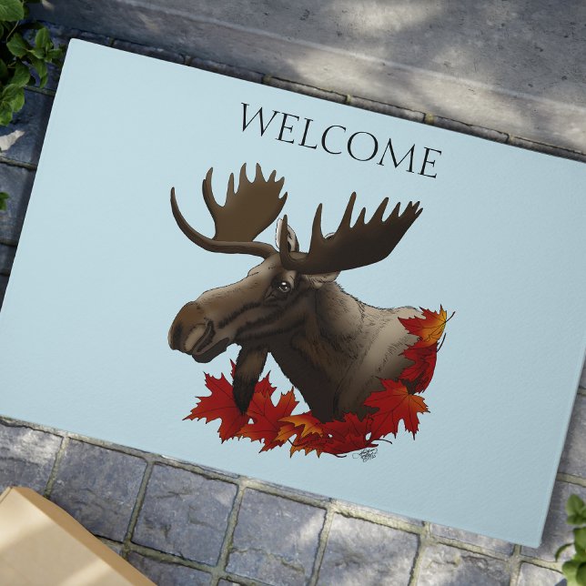 Moose Red Maple Leaves  Doormat (Creator Uploaded)