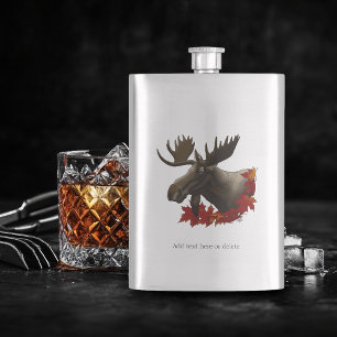 Moose Red Maple Leaves  Flask