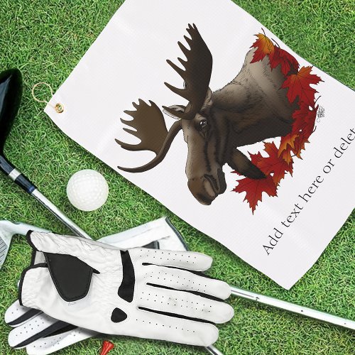Moose Red Maple Leaves  Golf Towel